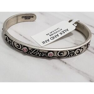 NEW Alex & Ani LOVE CUFF BRACELET PINK SWAROVSKI CRYSTAL EROS ARROWS